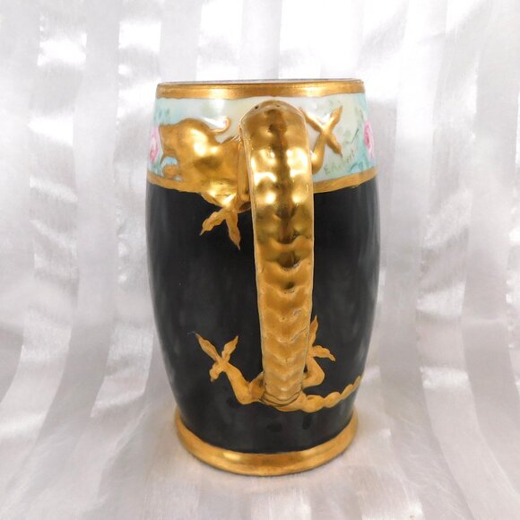 Signed Floral Mug with Dragon Handle # 26286 - Picture 2 of 8